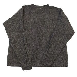 VTG 90s Black Grey Cable Knit Crew Neck Pullover Sweater Men's Large